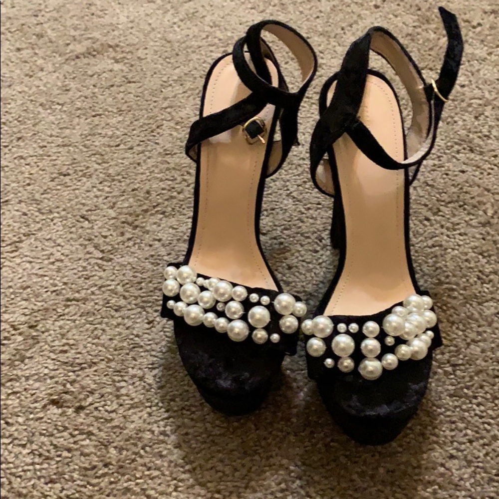 Pearl embellished heels